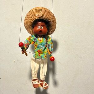 Colorful Puppet Doll with Straw Hat